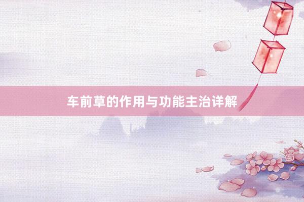 车前草的作用与功能主治详解